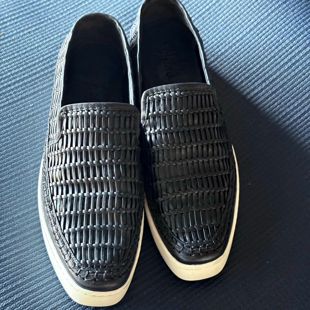 Vince Benfield Black Woven Leather Platform Sneakers 8.5